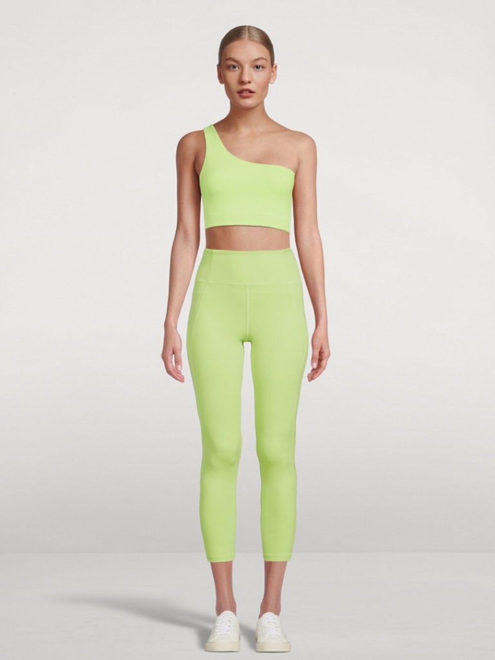 GIRLFRIEND COLLECTIVE Neon Lime High Rise Compressive Ankle Leggings, Size L